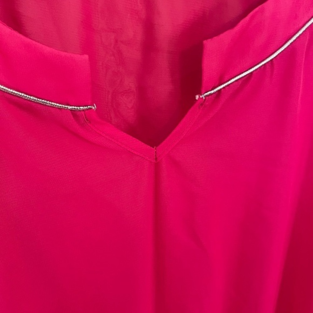 BKE Hot Pink Swim Suit Bathing Suit Coverup with Silver Piping Size Medium - Picture 4 of 7